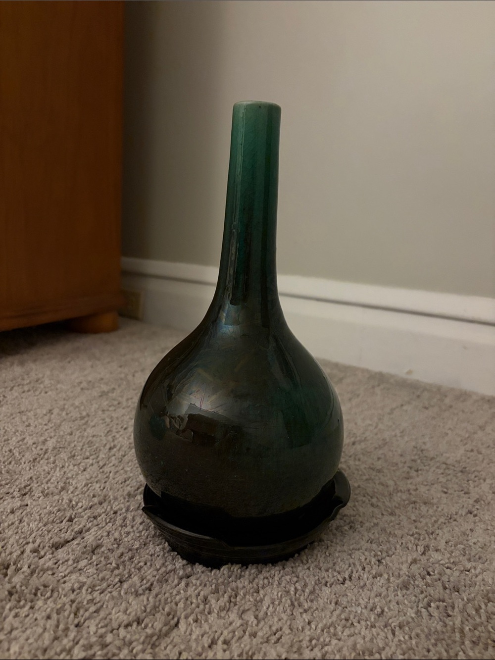 Vintage green glazed ceramic “Bottle vase”